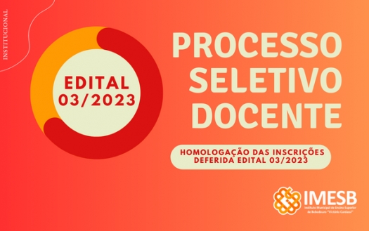 Homologação da inscrição deferida Edital 03/2023 - Processo Seletivo para contratação temporária de professores